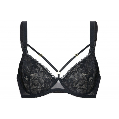 Mama Glamour Soft Black miękki z fiszbinami biustonosz do karmienia Momtobe czarny