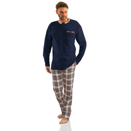 2576/26 Jasiek Piżama Męska długi rękaw i spodnie Sesto Senso - granatowy