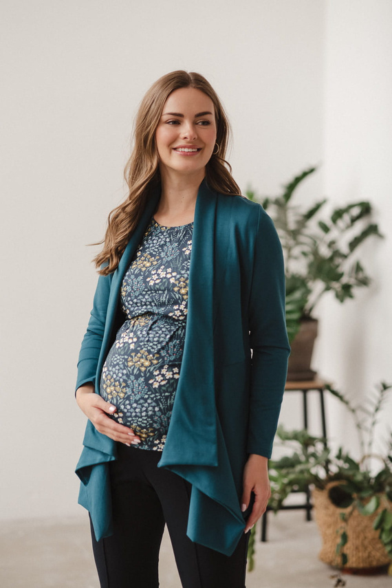 Milk Shirt Bluzka do karmienia i ciążowa z krótkim rękawem Milk&Love łąka na granatowym