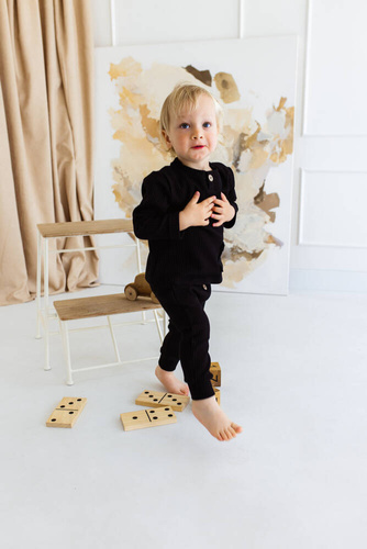 11249PB "Natural Waffel" Bluza polo Makoma black