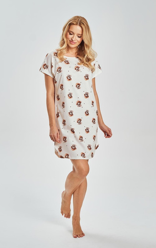 Coco Taro 3517 brązowa koszula nocna 100% bawełna do kolan