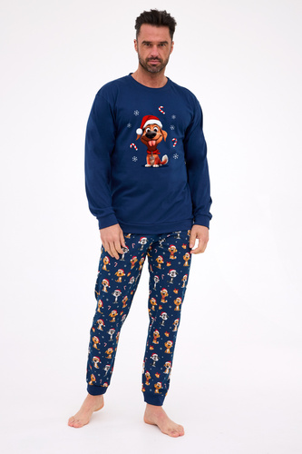 115/294 Dog Piżama męska Cornette  – świąteczna, granatowa, bawełna