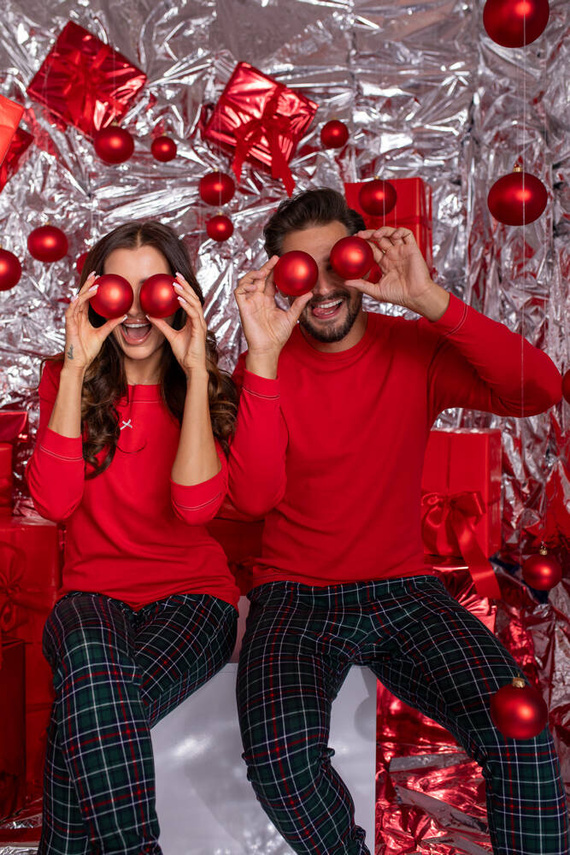 Foggia Piżama Damska długi rękaw, długie spodnie Italian Fashion - czerwony/druk