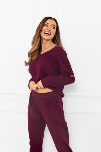 Karina Komplet dresowy damski Italian Fashion burgund – bawełna, wygodny