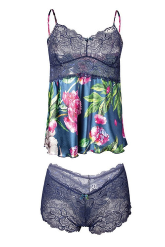 Flowers Komplet piżama damska DKaren DK-KA 004 ecru