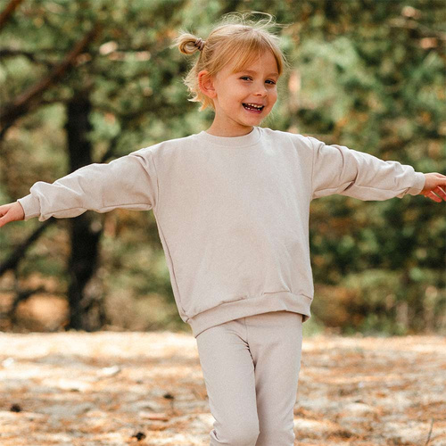 Simply Comfy Bluza dziecięca Eevi – oversize, 100% bawełna, beżowa