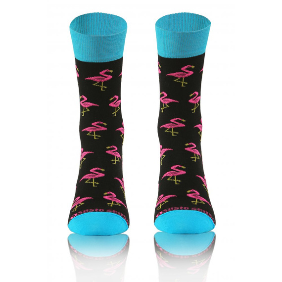 Flamingi Skarpety długie finest cotton dwie różne Sesto Senso czarny