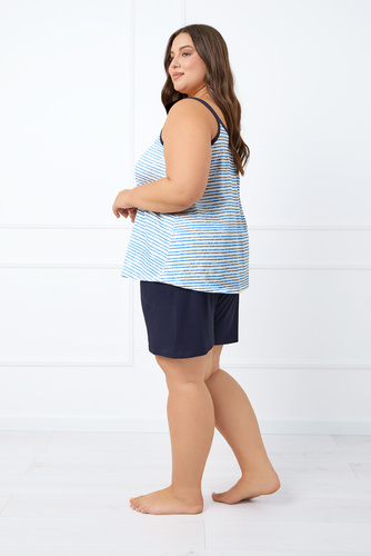 Flota Piżama Damska wąskie ramiączko, spodenki Italian Fashion - druk niebieski/granatowy 