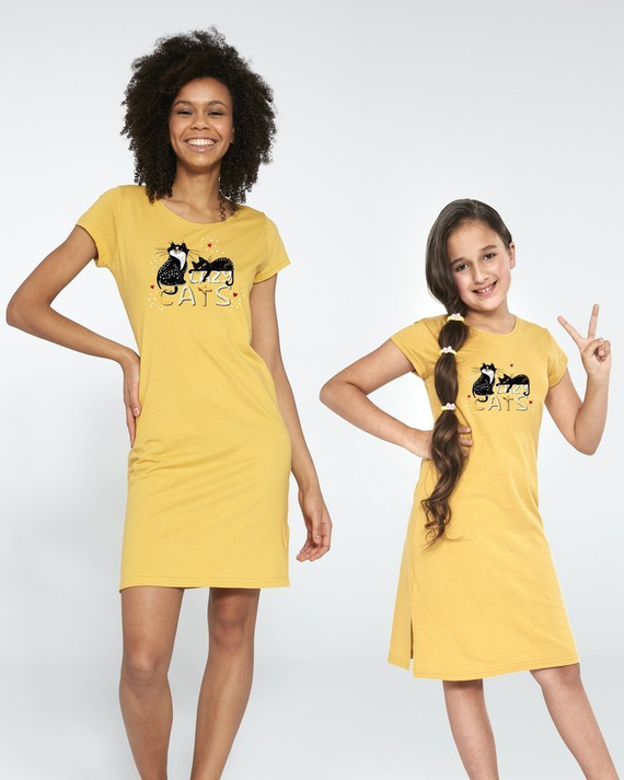 494/90, 493/90 Cats 2 Koszula dziewczęca Cornette - żółty