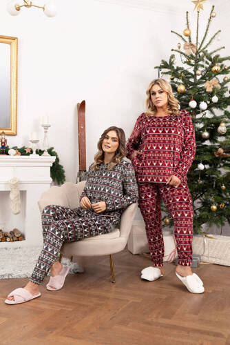 Islandia Polarowy Komplet Damski Italian Fashion - druk bordowy