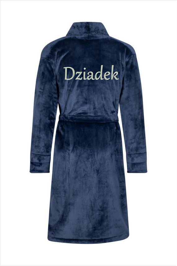 Dziadek Szlafrok męski polarowy ByShelly - granatowy/srebrny