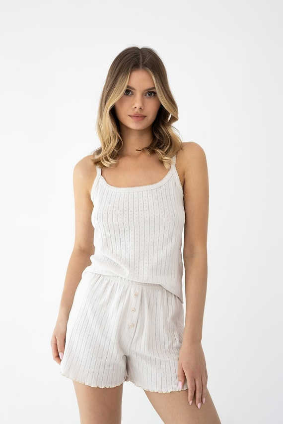 Piżama Sensis Jaylani beżowa – bawełniany komplet 3-częściowy homewear