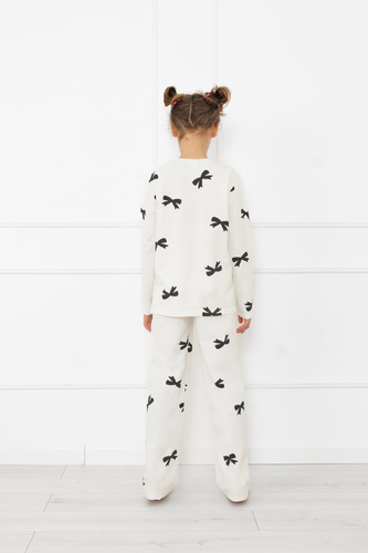 Piżama dziewczęca Fiocca– ecru, bawełna, długi rękaw i spodnie Italian Fashion 