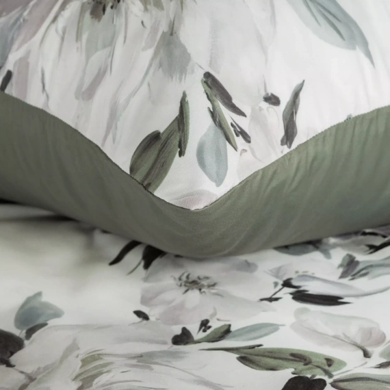 Pościel kwiatowa Loti Design 91 dwustronna miękka z zamkiem elegancka zielona