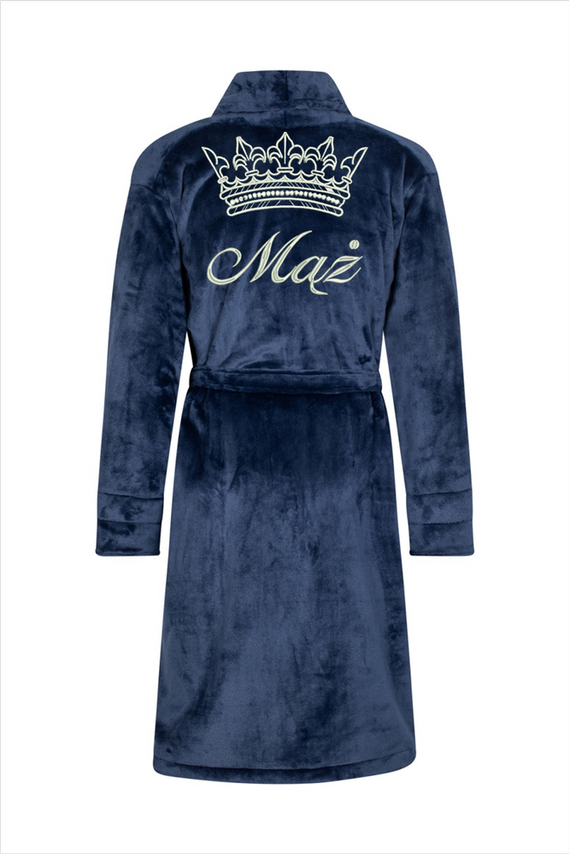Mąż + Korona Szlafrok męski polarowy ByShelly - granatowy/srebrny