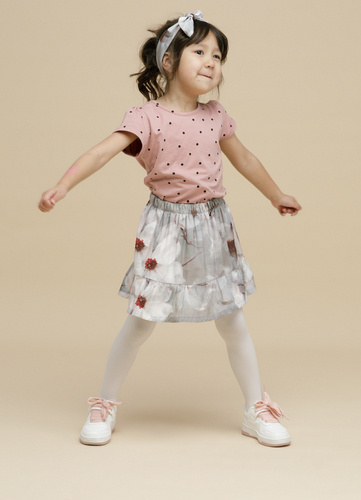 Tres Bien Spódniczka dziewczęca Pinokio - szary kwiaty