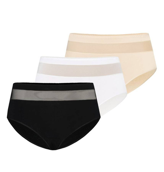 1126-3 Vera Wielopak Figi z wysokim stanem Teyli - czarny/biały/beżowy