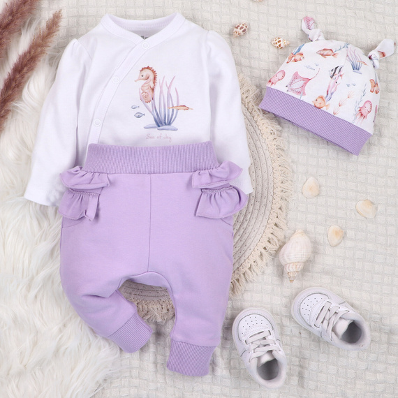 ABN-5472 Underwater World Body kopertowe z długim rękawem Nini  biały– bawełna organiczna, dla niemowląt