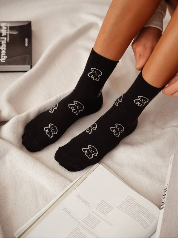 0200-155 Szczeniaczki Skarpety damskie Milena -czarny