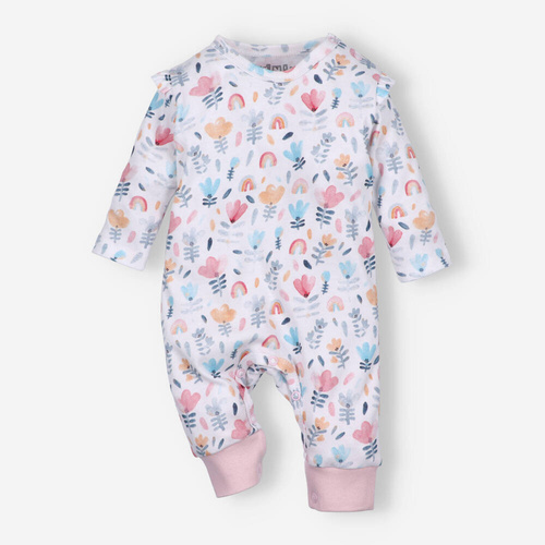 ABN-5159 Tęczowy Ogród Pajacyk bez stópek z bawełny organicznej Nini