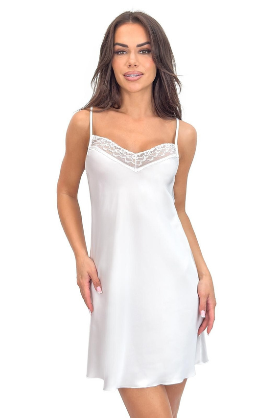 Koszula Julia Ecru Donna – Klasyczna Koszulka Damska, Koronkowy Dekolt, Wąskie Ramiączka