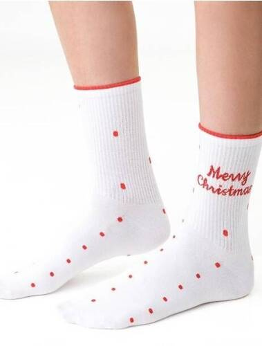 ART.136 Skarpety świąteczne damskie Steven - 113 białe
