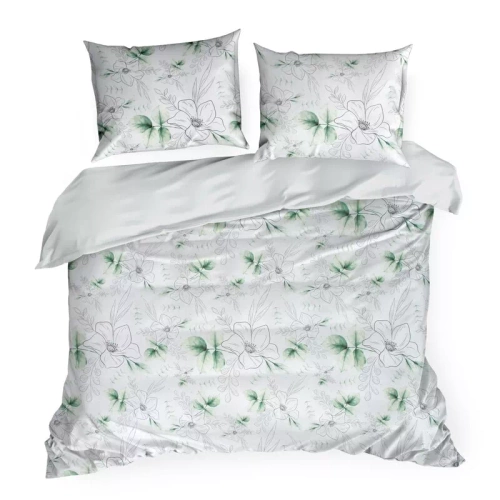 Spring 28 Kwiaty pościel satynowa Eurofirany biały/zielony