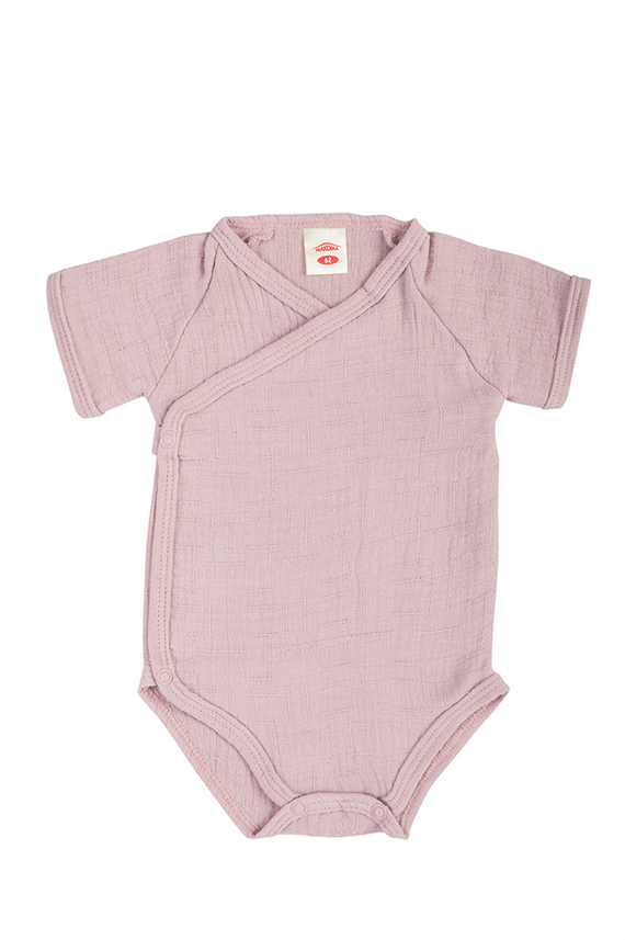 03252KRMP "Just Muslin Pink" Body dzidziuś rozpinane muślinowe Makoma