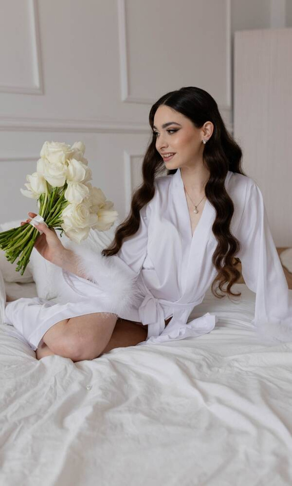 Sana Szlafrok damski długi ByShelly - biały