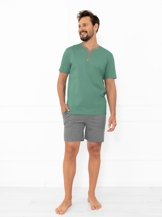 Juliusz Piżama męska Italian Fashion szałwia– krótka, bawełna, elegancka