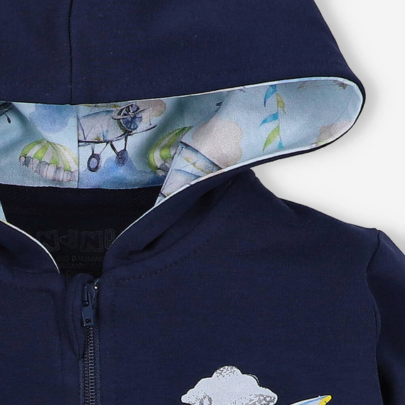 Samoloty Bluza na zamek z bawełny organicznej Nini granatowy