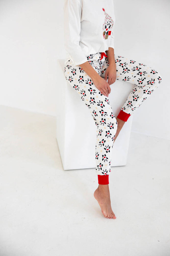 Piżama damska Panda 3/4 Sensis -ecru