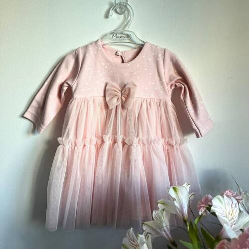 SK14035 Konfetti Sukienka z długim rękawem Mamatti - różowy