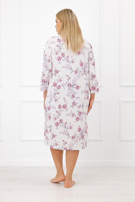 Koszula Nocna Italian Fashion Mariella 100% Bawełna 3/4 Rękaw Kwiaty
