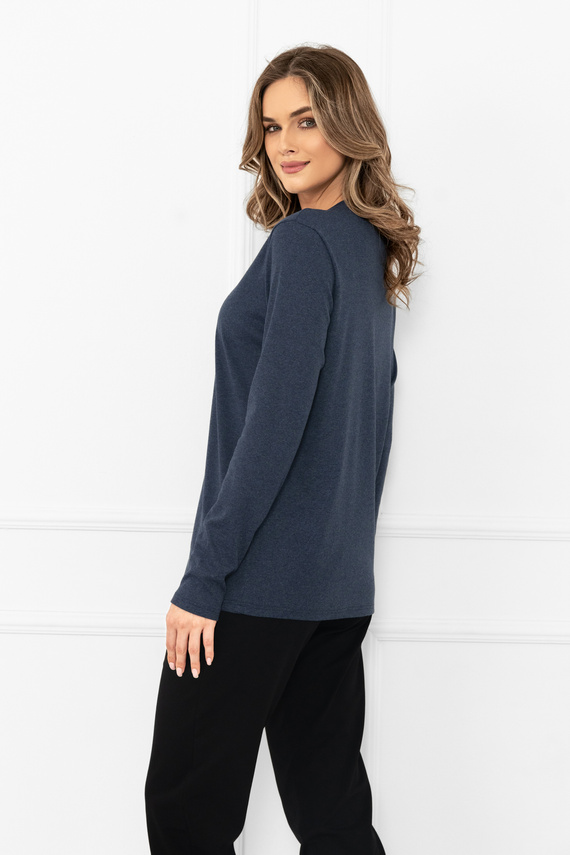 Gordo Bluzka damska Italian Fashion granatowa – klasyczna, bawełniana, z długim rękawem