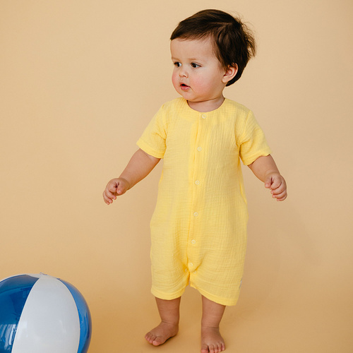 Elephant Rampers niemowlęcy muślinowy Eevi -żółty