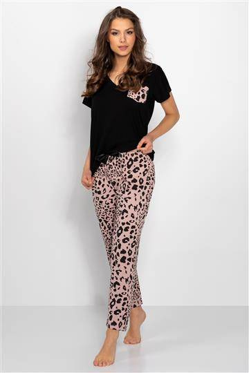 Cathy piżama damska Momenti Per Me black-pink