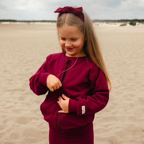 Simply Comfy Bluza dziecięca bomberka Eevi bordowa – bawełniana, lekka, bez kaptura