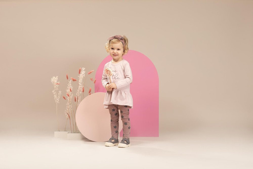 Happiness Legginsy niemowlęce w kwiatki Pinokio - ciemny róż/druk 