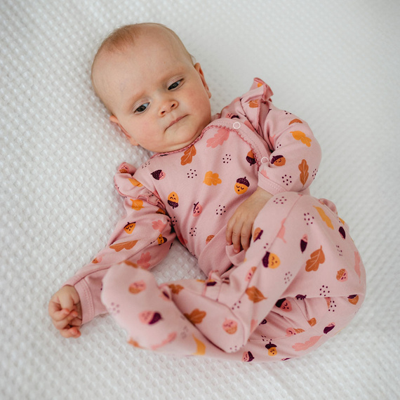 Fluffy Tails Półśpioch niemowlęcy Eevi– różowy, bawełniany z kokardką