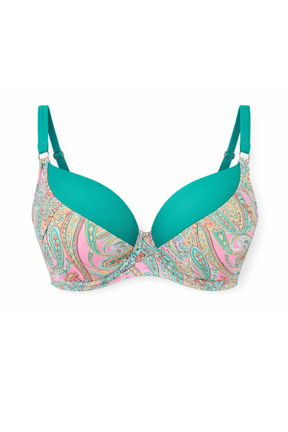 Mediolano Riviera 20005 biustonosz kąpielowy Full Cup turkusowy paisley