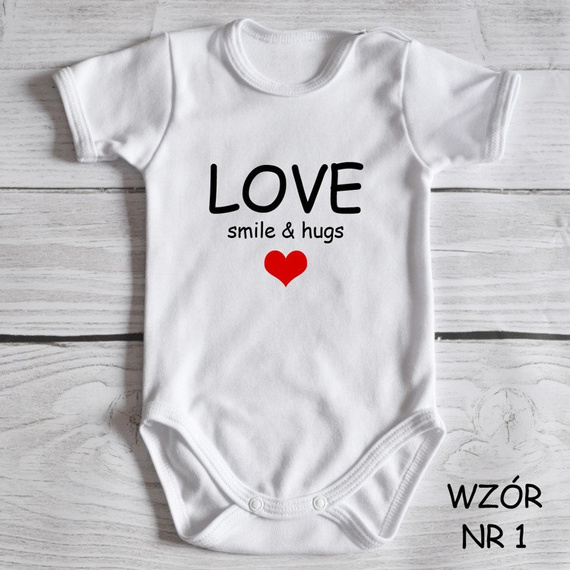 Body krótki rękaw "Love smile & hugs " Moocha czarno-różowy