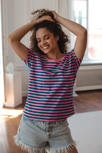 Bluzka Ciążowa Milk&Love Two Ways 2w1 Do Karmienia Dwustronna V-Neck pink-szmaragd