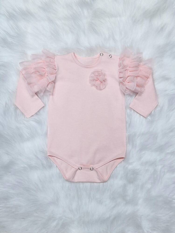 Carmen Body z długim rękawem Bambarillo pudrowy róż