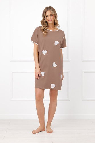Italian Fashion Mila Koszula nocna Mega Soft krótki rękaw serca bawełna