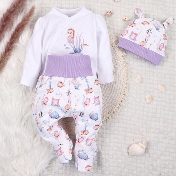 ABN-5472 Underwater World Body kopertowe z długim rękawem Nini  biały– bawełna organiczna, dla niemowląt