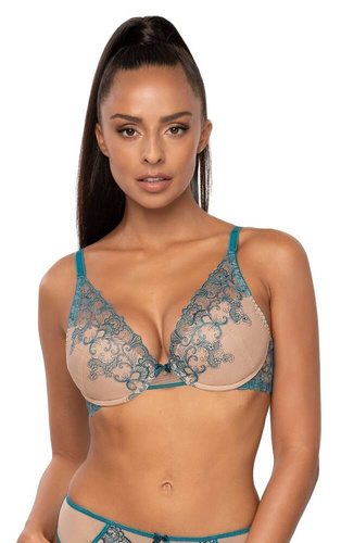 M-3808/11/1 Maureen Biustonosz push-up bralette Mat beżowy-turkusowy