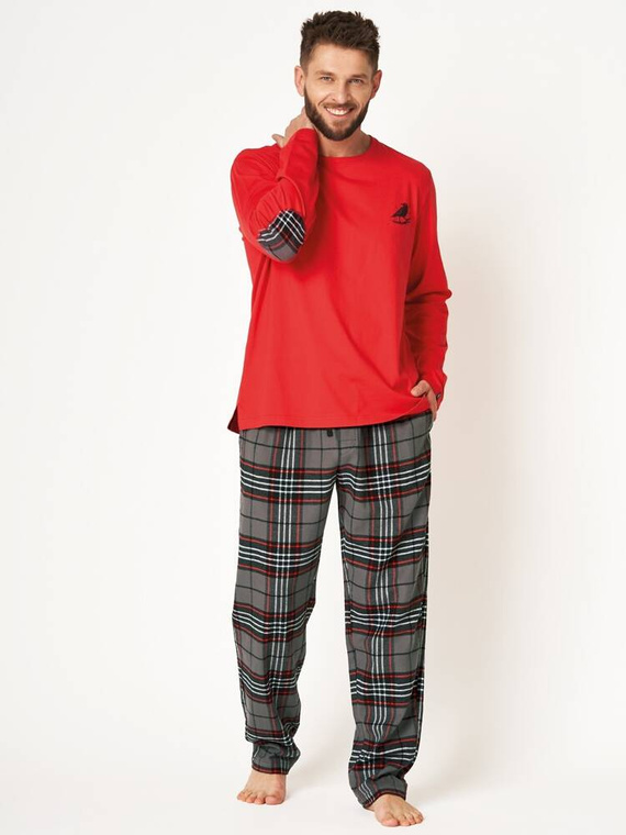 MNS 400 Piżama Męska Flanela Key- czerwony