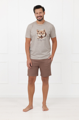 Piżama męska Shiba Italian Fashion 100% bawełna szorty krótki rękaw
