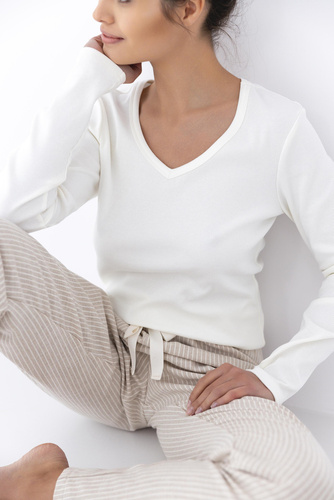 Dinah Piżama damska Sensis Flanela - śmietankowy-beżowy